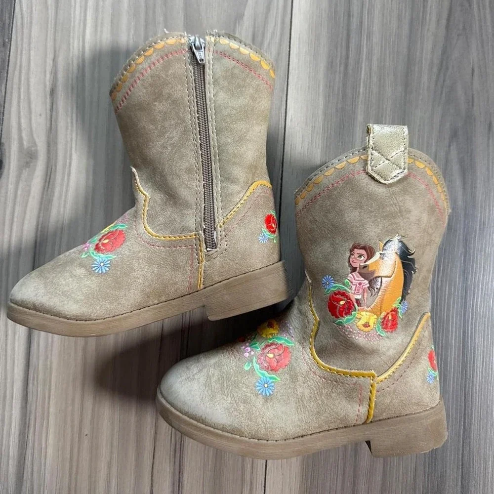 Adorable Disney Spirit Boots in toddler size 7 featuring an embroidered horse